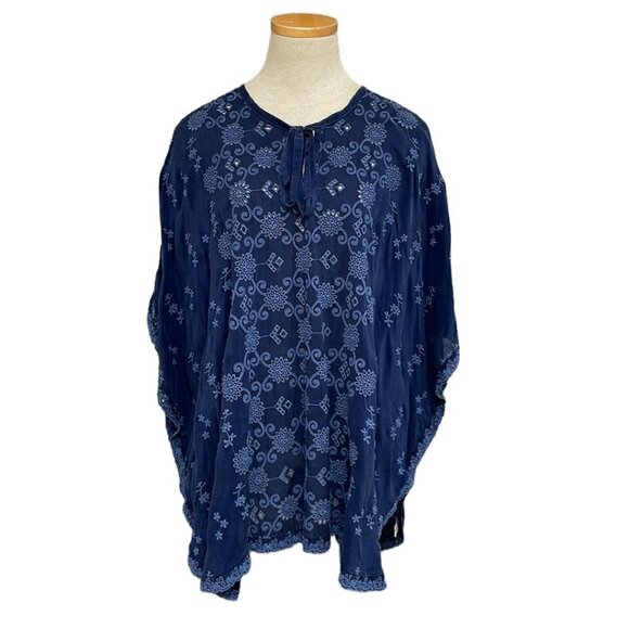 Johnny Was Lace Poncho Top Blue Size X Small XS